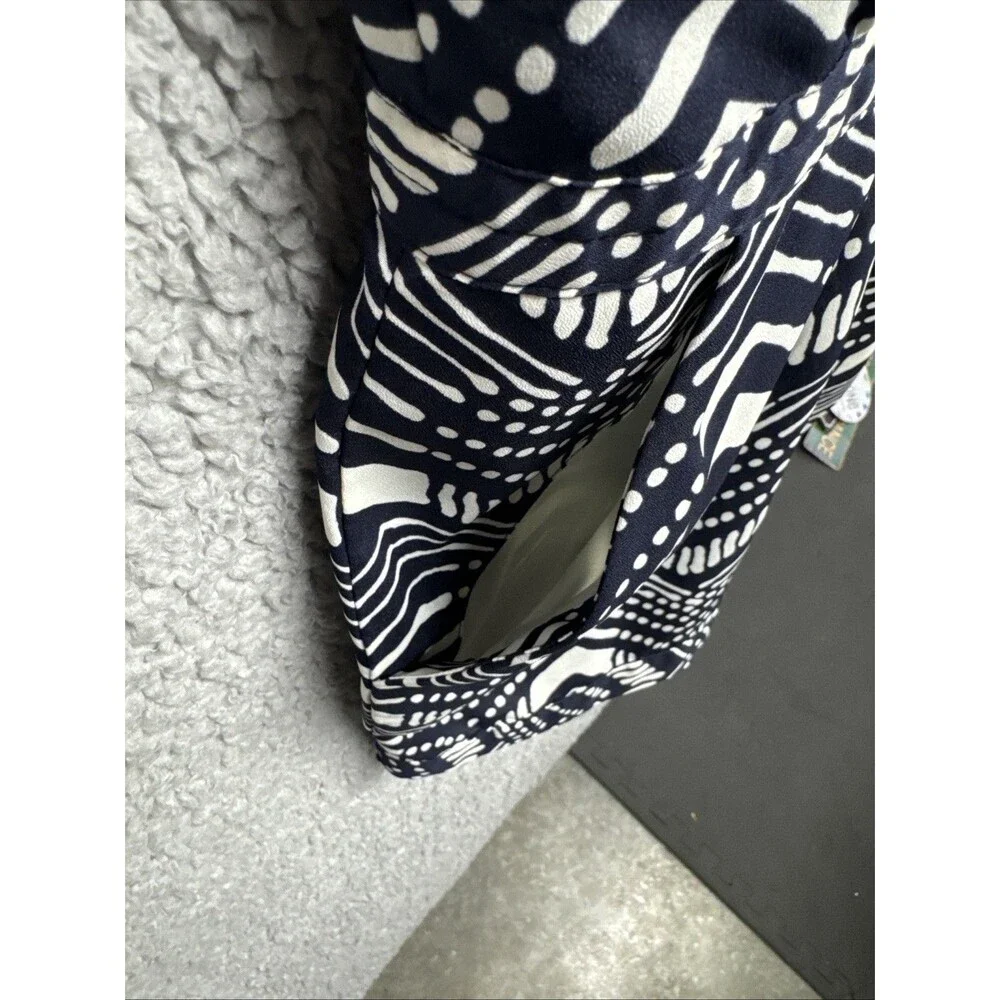 J Crew Navy & White Silky Chevron Romper Elastic Waist Womens Sz 0